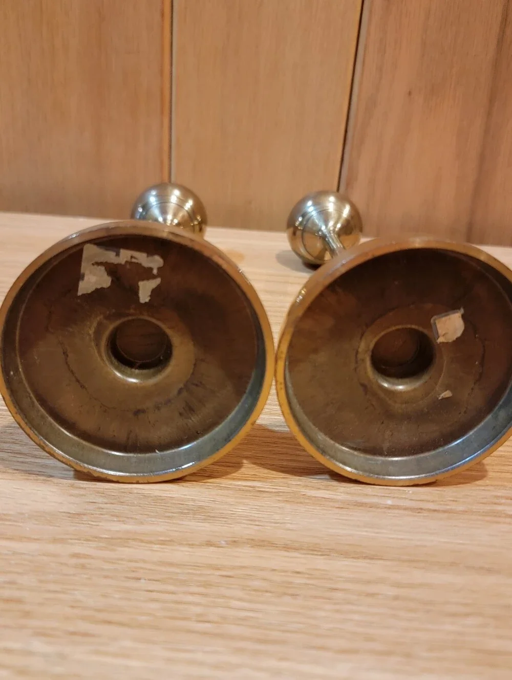 Elegant Heavy Pair of Vintage Solid Brass Taper Candlestick Holders 8